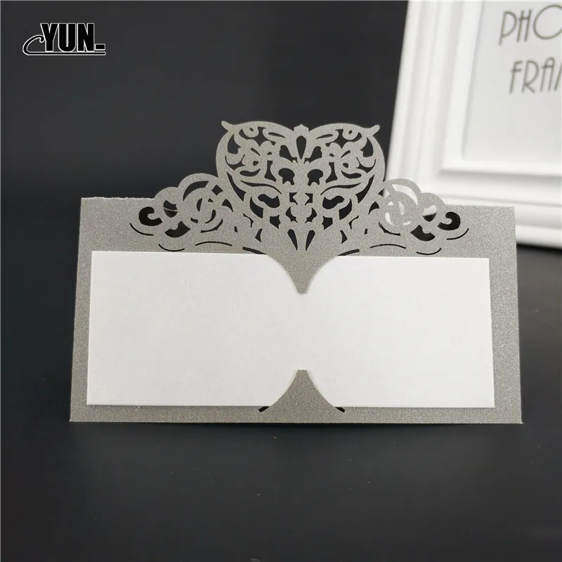 Laser Cut Place Cards 50Pcs Wedding Name Cards Guest Wedding Party Table Decoration Name Place Card Wedding Decoration 8D - Цвет: Gray