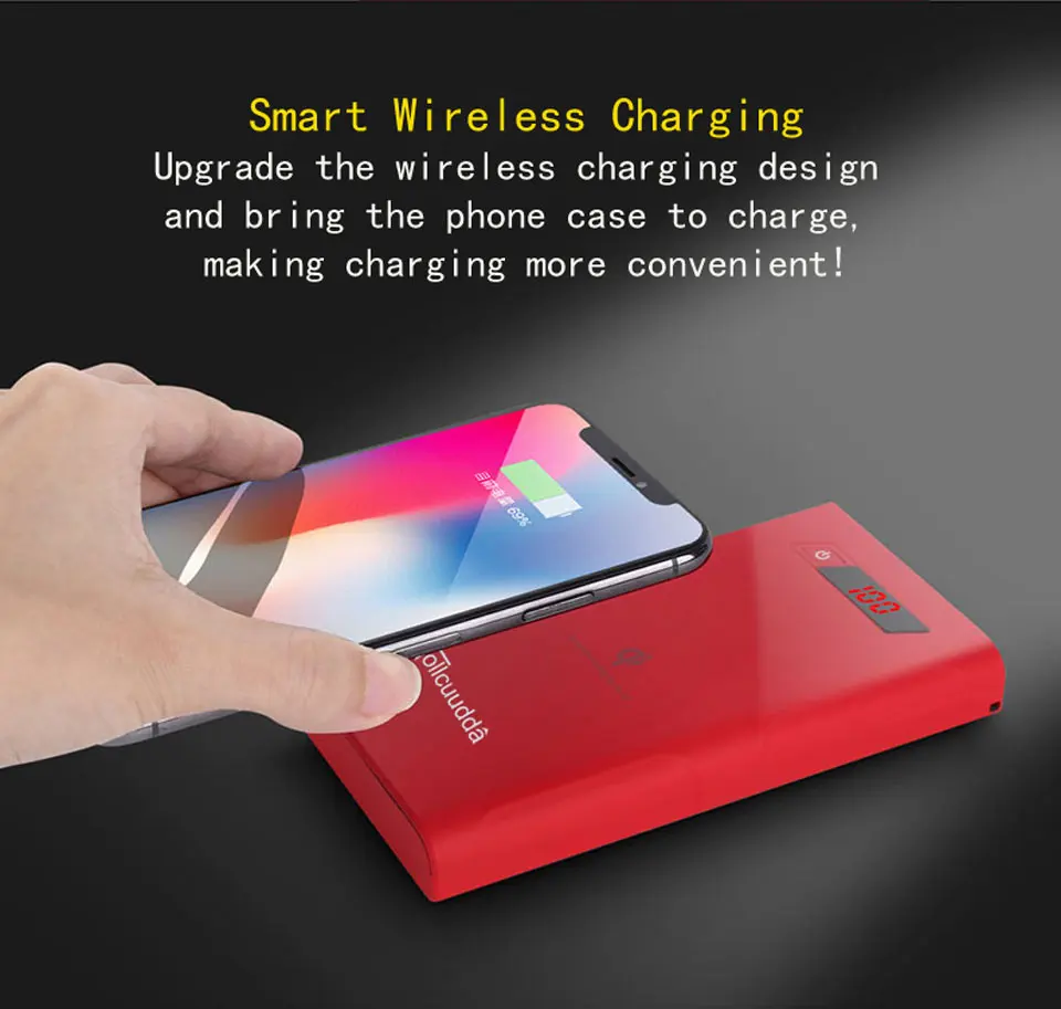 LCD 12000mAh QI Wireless Power Bank Charger For iPhone X 8 Battery Charger Wireless Charging Pad for Samsung powerbank Dual USB