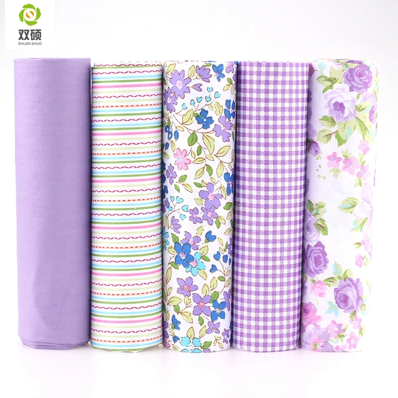 100% Tissus Cotton Fabric Telas Patchwork Fabric Fat Quarter Bundles Fabric For Sewing DIY Crafts Purple Color 40*50cm 5pcs/lot