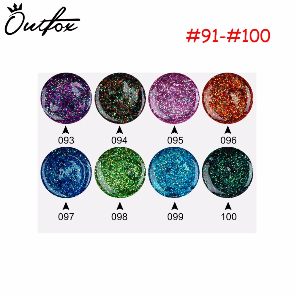 

91-100color 8ml Sequins glitter powder uv gel nail polish 100 colors soak off led uv nail gel varnish long lasting nail Lacquer