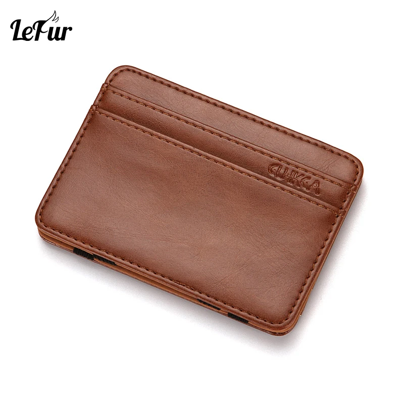 

LEFUR Brand Men Card Holder Cards Wallet PU Leather Wallets Male Credit Card Business Card Holder Fashion Fold Bag