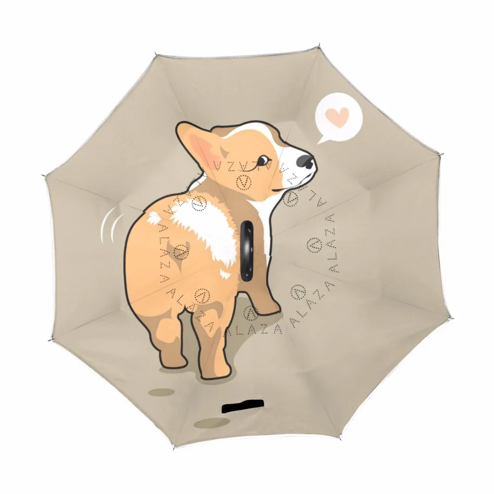 Милый двухслойный перевернутый зонтик для собак корги, самостоящий зонтик от дождя и обратного хода, автомобильные зонты, Прямая поставка
