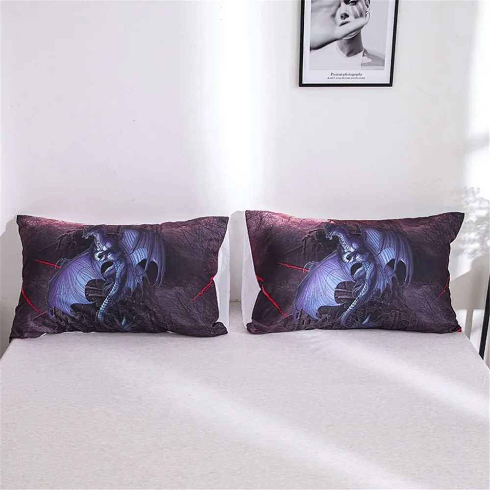 

Quilt Cover Set Polyester Bed Cover Set 3D Dragon on the Castle Duvet Cover Bedding Set Quilt Cover Pillow Case W715