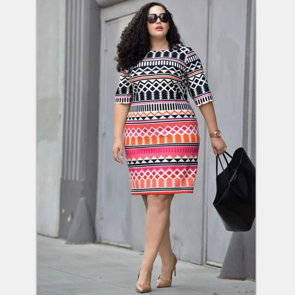 

Oversized Dress Plus Size Dress O Neck Women Summer Dresses Office Sukienki Xxxl Xxxxl Xxxxxl Geometric Vestidos Mujer 2019