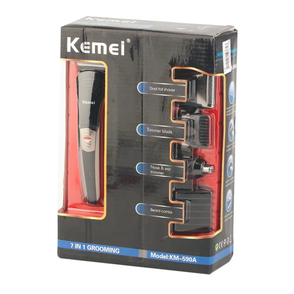 

KEMEI Multifunctional 7-In-1 Low Noise Hair Clipper Trimmer Beard Razor Electric Shaver Machine Set KM-590A