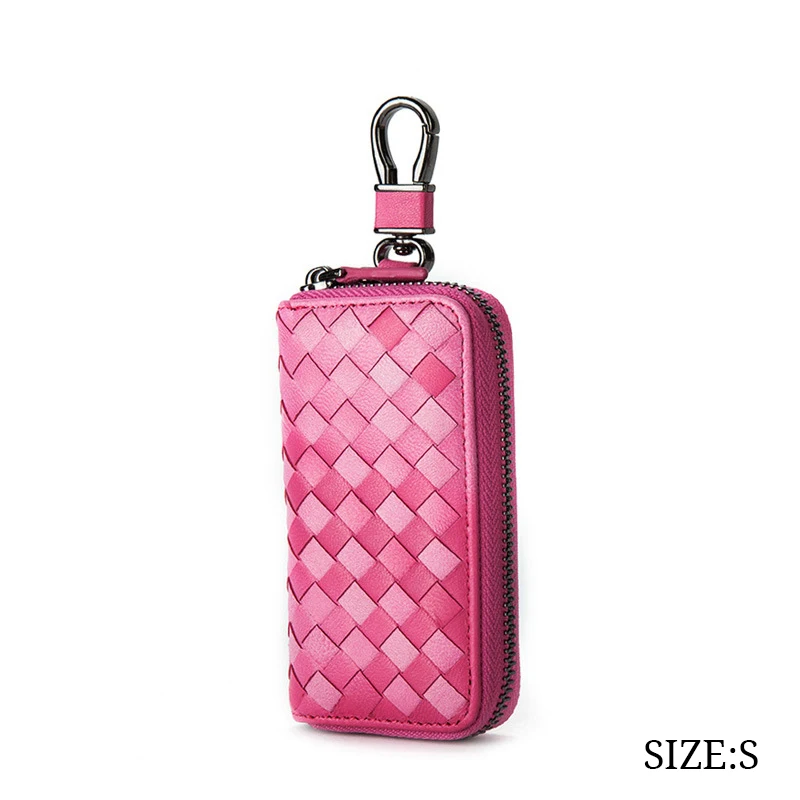 

Hot Car Key Case for Men Women Zipper Leather Keys Organizer Metal Hook Keychain Holder Keyring Bag BVN66