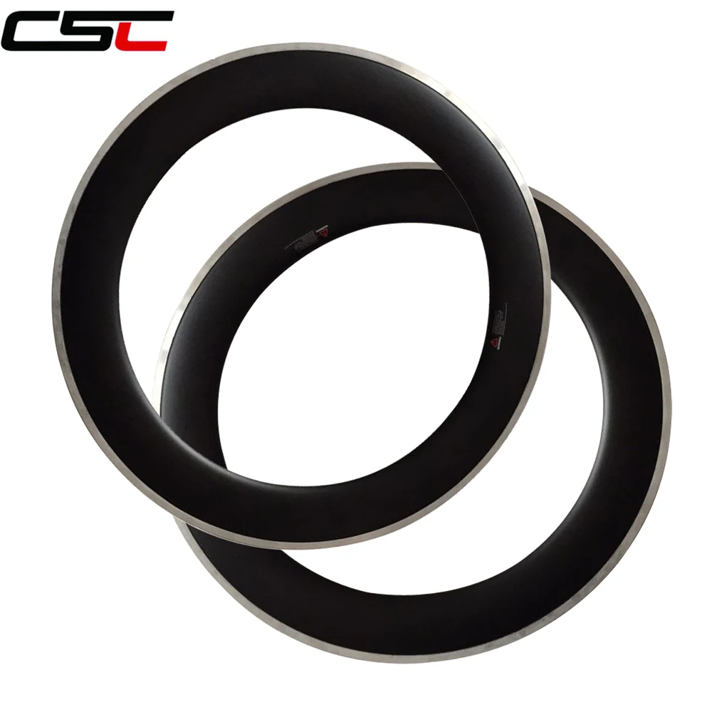 

CSC 700c clincher carbon rims 80mm with alloy brake surface 23mm width