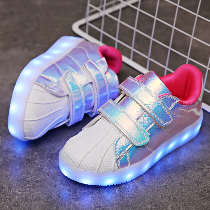 2018 New Pink Kids Led USB Charging Glowing Sneakers Children Hook Loop Fashion Luminous Shoes For Girls Boys Men Women #25-36 2018 New Pink Kids Led USB Charging Glowing Sneakers Children Hook Loop Fashion Luminous Shoes For Girls Boys Men Women #25-36