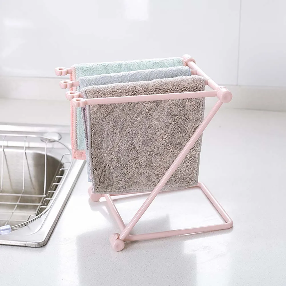 

Hot Multifunctional Towels Hanger Storage Rack Cup Holder Foldable Vertical Durable For Rags Kitchen @LS AU03