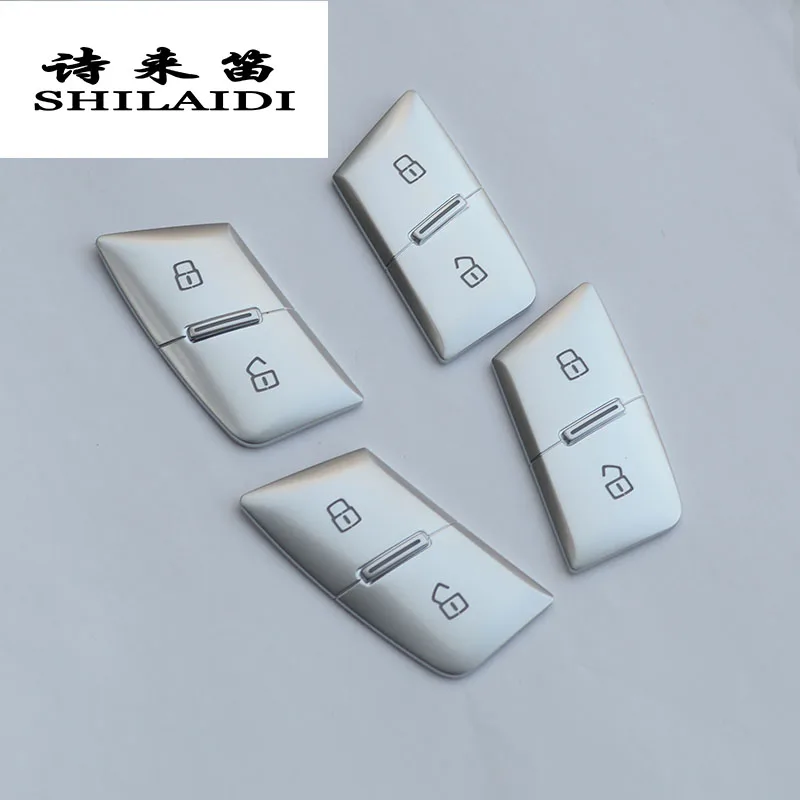 Car styling Door Unlock Switch Button Cover Trim Decal Chrome Handle Key Stickers Interior auto Acc
