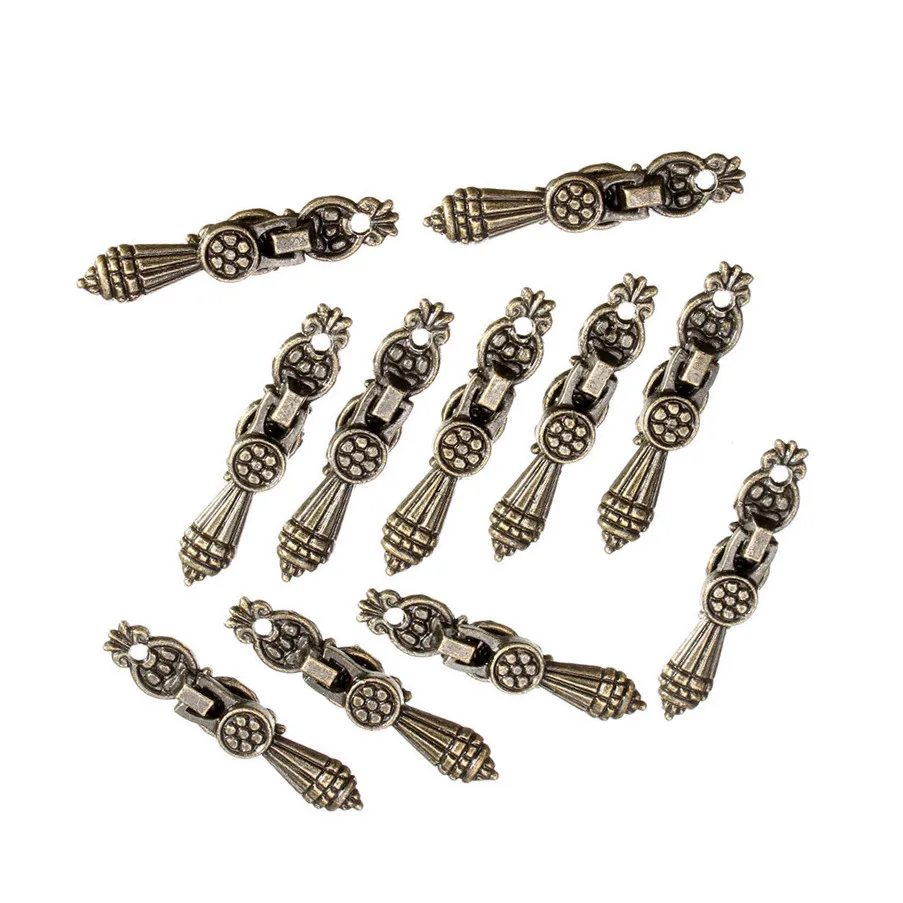 10pcs Jewelry Wooden Box Pull Handle Drawer Knobs Antique Bronze Flower 5.2cm x1.1cm