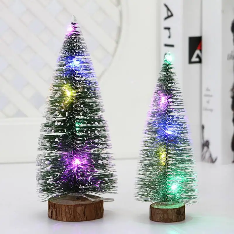 

15/20cm Mini Artificial Pine Tree Christmas Tree With Round Wooden Base Desk Table Decor Xmas Holiday Gift Decorations