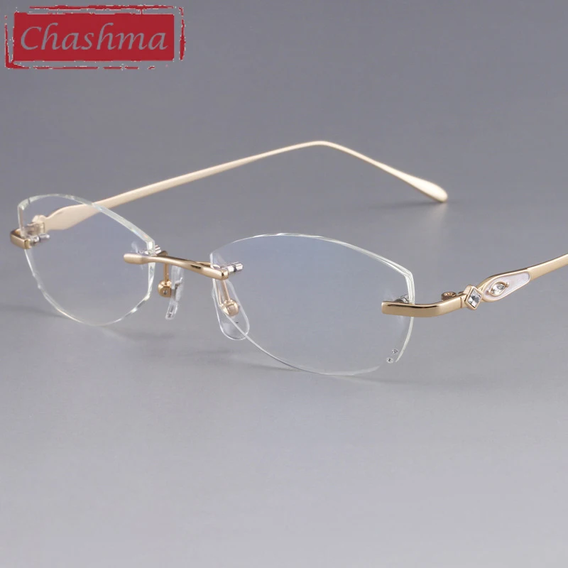 Chashma Designer Eyeglasses Diamond Lady Rimless Titanium Glasses Frame