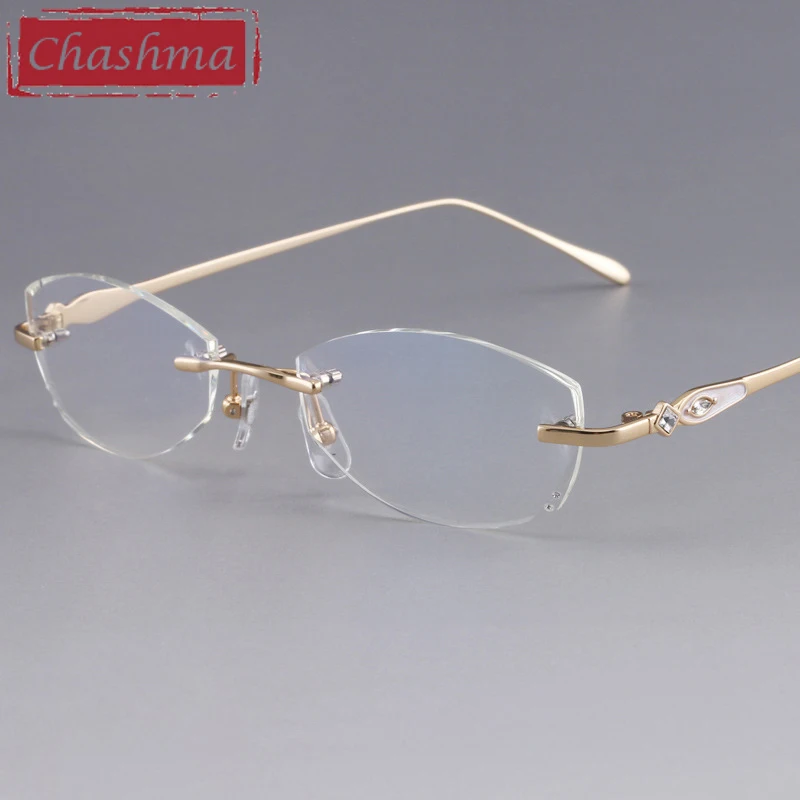 Женские дизайнерские очки Chashma без оправы из титана с прозрачными каменными