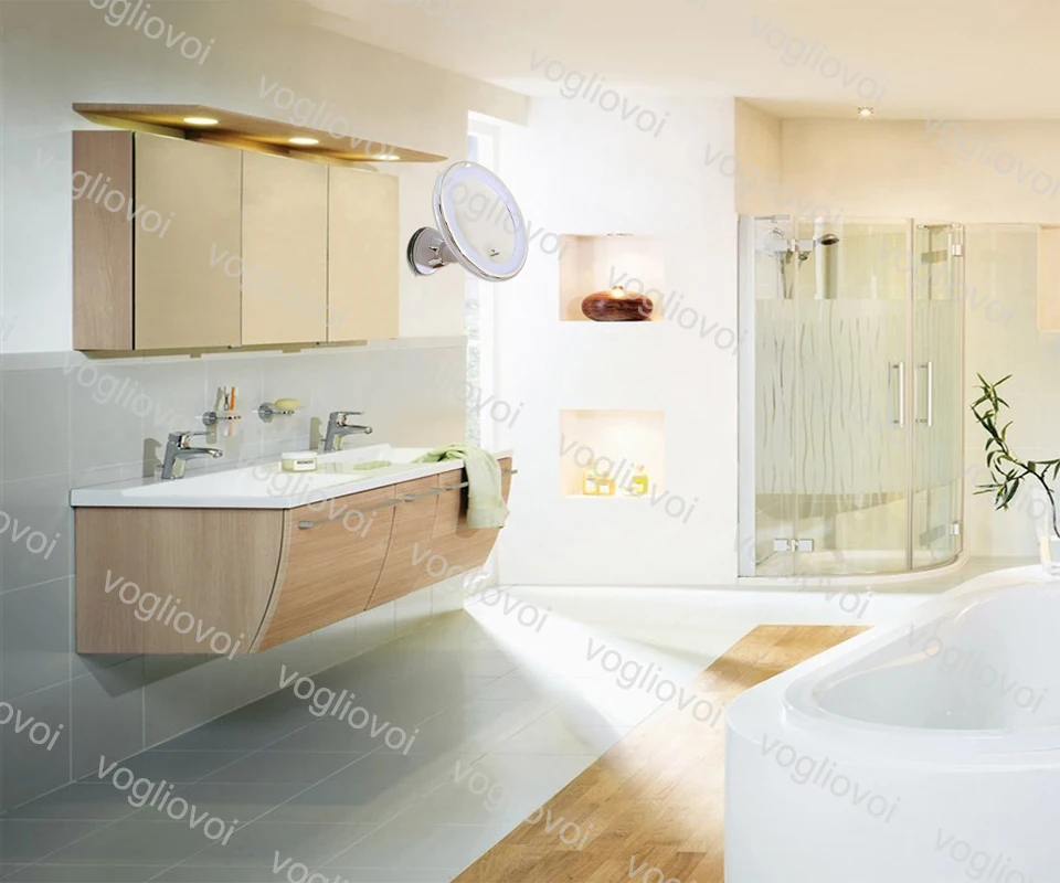 Vogliovoi составляют зеркало свет 7X увеличительное Круглый кран со светодиодами свет Ванная комната Vanity 360 градусов вращающийся косметическое