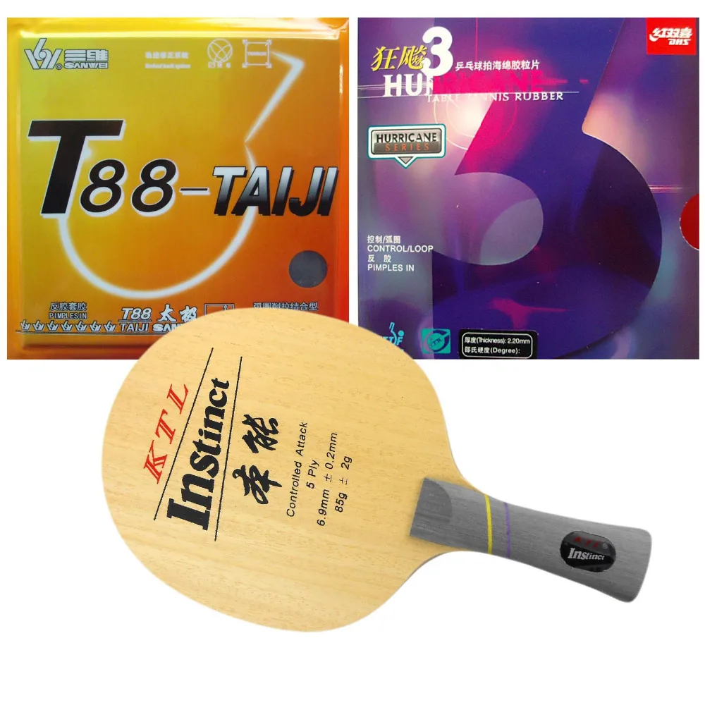 

Pro Combo Racket KTL Instinct 1008 with DHS Hurricane 3 and Sanwei T88- TAIJI Shakehand FL