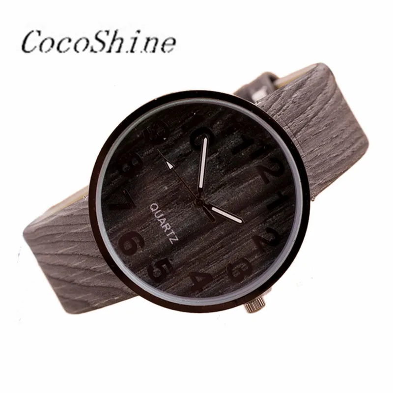 

CocoShine A-777 New Fashion Style Wood Grain Leather Quartz Watch Women Dress Wristwatches Watch wholesale Free shipping