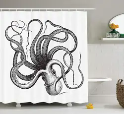 Home Decor Sealife море Монстр Осьминог Кракен с щупальцами полиэфирной ткани Ванная комната Душ Шторы комплект с крючками