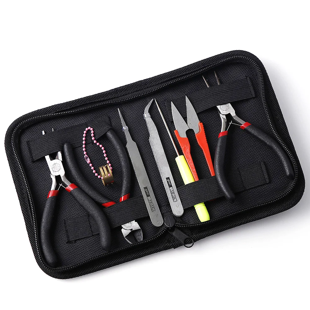 8pcs/set Jewelry Making Tool Kits Pliers Set With Round Nose Plier Side Cutting Pliers Wire Cutter Scissor Beading Tweezers 1