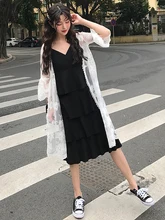 Women Kimono Cardigan Shirts Bohemian Flare Sleeve Casual Loose Long Outerwear Woman White Lace Embroidery Blouses lace panel kimono sleeve tee