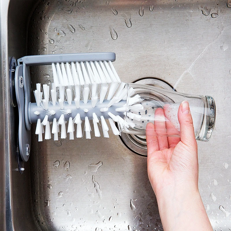 

Glass Washer Sink Suction Cup Base Cleaning Bottle Glass Brush Bathroom Tool Creative Suction Wall Lazy Cup Brush Glass Cleaning