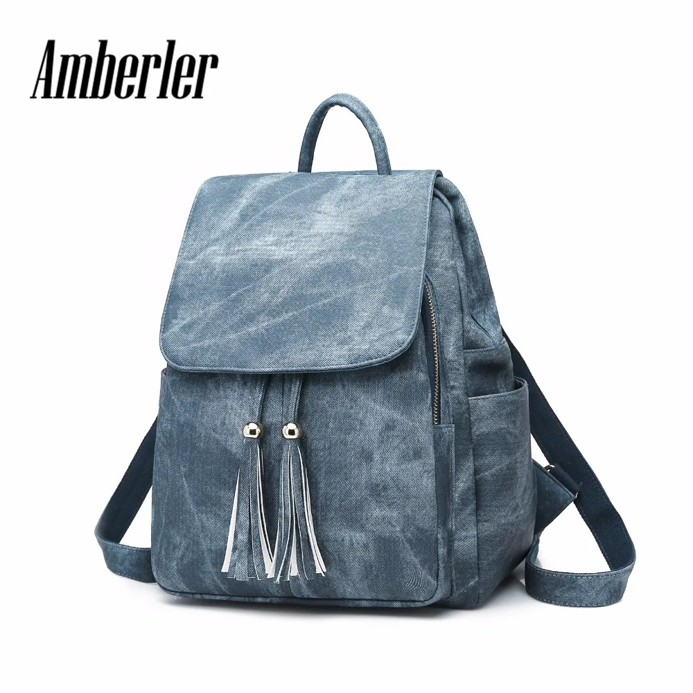 

Amberler Women Backpack PU Leather Shoulder Bag Female Famous Brand Ladies Laptop Travel Backpacks School Bags For Teenage Girls
