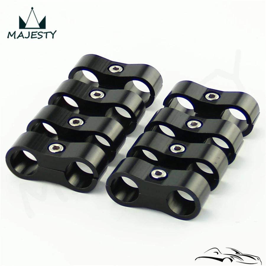 

8pcs AN -6 AN6 13.4MM Braided Hose Separator Clamp Fitting Adapter Bracket black