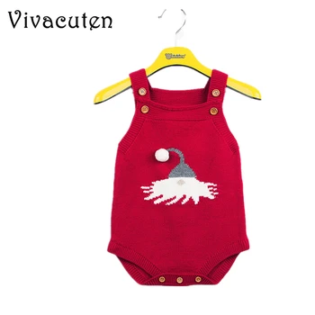 

2018 New Cute Christmas Baby Romper Newborn Baby Boy Girl Deer Wool Knitting Romper Sleeveless Jumpsuit Outfits Toddler Clothes