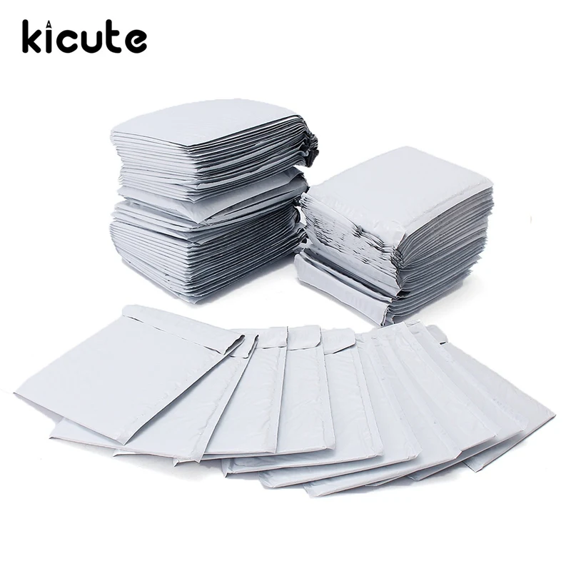 Kicute 50/30/10 шт. лучшее продвижение белых Поли Конверты пузыря PE Пластик проложенный конверт почтовые пакеты сумки 180x235 мм