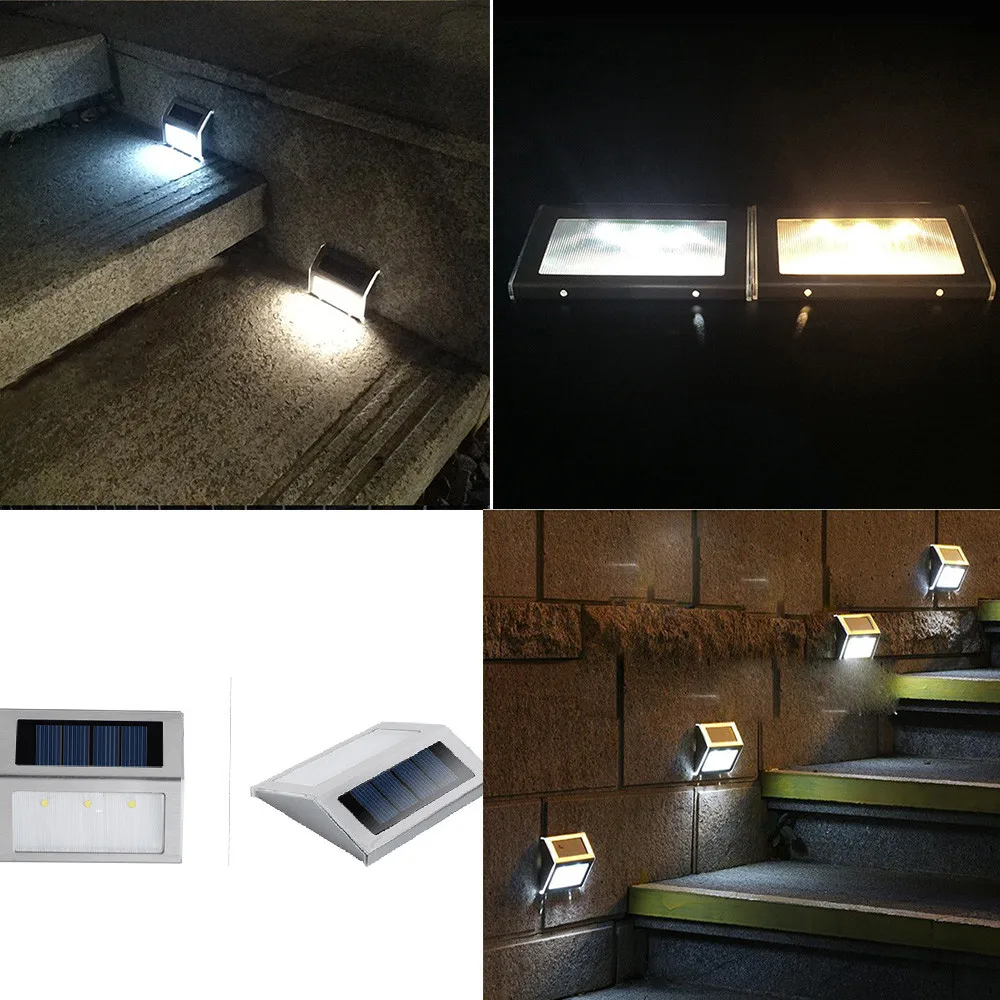 

ISHOWTIENDA LED Solar Power Light Sensor Wall Light Garden Step Stair Deck Lights art deco Lamp bright and lasting