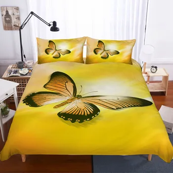 

MUSOLEI Unique 3D Duvet Cover Set Yellow Sky Butterfly Bedding Set Twin queen king Home Textiles 3pc