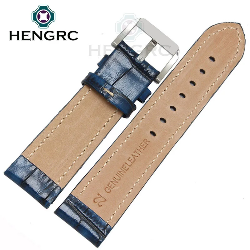 Ремень HENGRC из натуральной кожи для мужских часов модный коричневый синий с