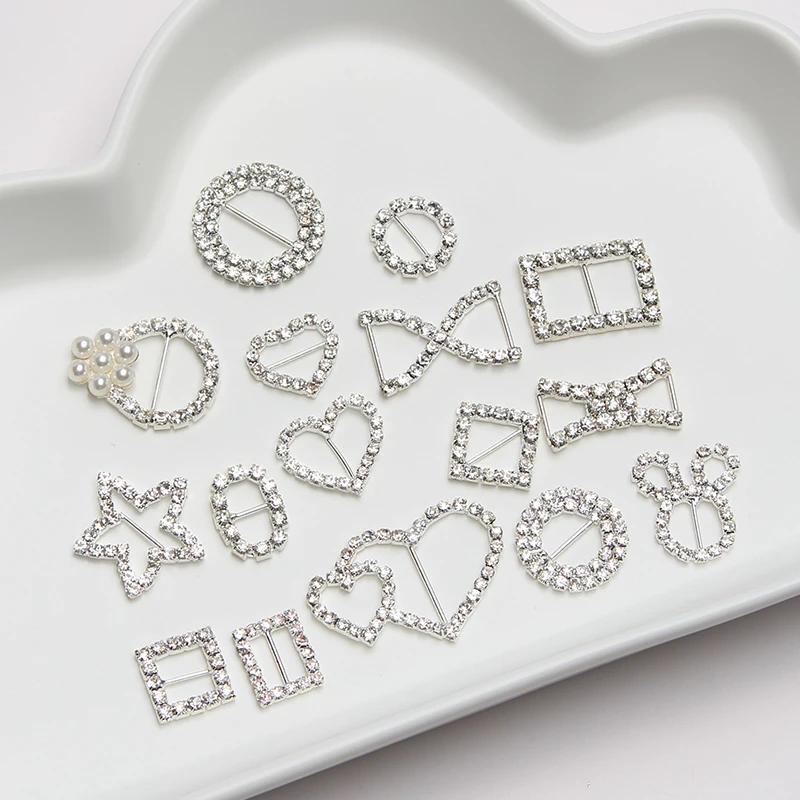 50pcs Crystal Buckle Heart Rhinestone Charming Heart Buckle Slider Wedding Décor