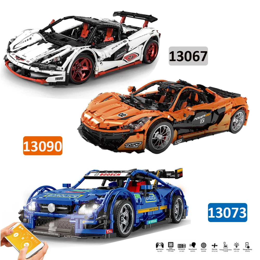 

Technic Series MOC 3918 6687 16915 Racing car 13067 13073 13090 Set Building Blocks Bricks APP control RC Cars