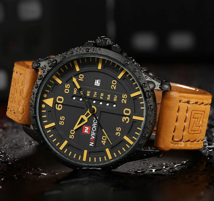 Online NAVIFORCE Luxus Marke Männer Armee Militär Uhren männer Quarz Datum Uhr Mann Lederband Sport Armbanduhr Relogio Masculino