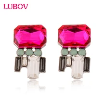 Fashion Imitation Crystal Piercing Earrings Golden Trendy Women Earrings 2016 New Party Girls Jewelry Accessory 4 Colors