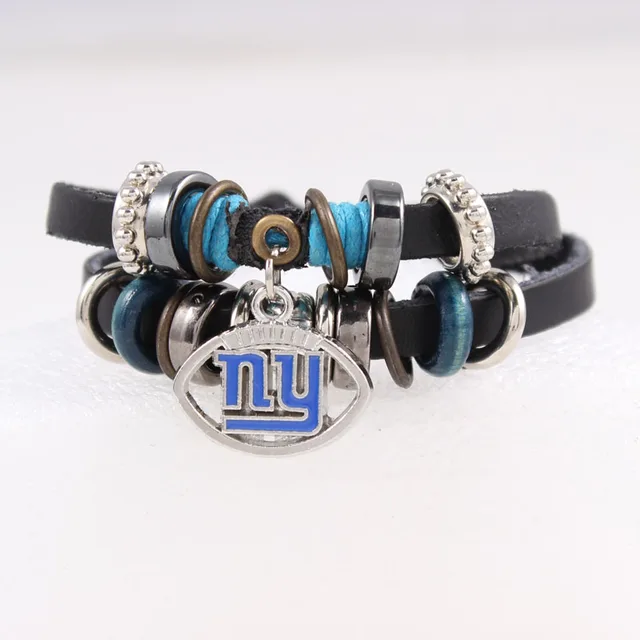 Fashion Football Leather Bracelet Ny Giants Charm Fashion Football Leather Bracelet Ny Giants Charm For Women Men Jewelry Sport Fans