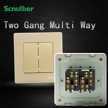 

16A 220v 2 gang multi way metal golden brush luxury electrical wall switch