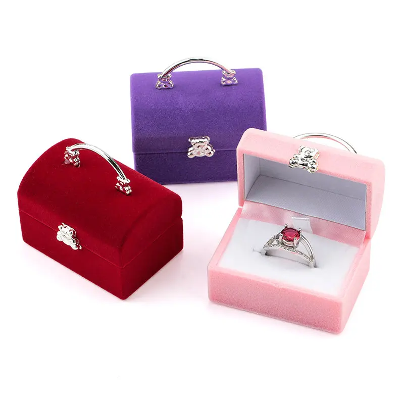 

2 pieces lovely Velvet gift box jewelry box wedding ring box Necklace Ring Case Earrings Holder for jewelry display 3 colors