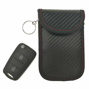 

Black Signal Blocker Case Fob Key Pouch Vehicle Waterproof Carbon Fiber Car Keyless Shielding