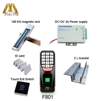 

Biometric Fingerprint Door Access Control System F801, With 125KHz RFID Card Reader Gate Access Controller F801 Kit