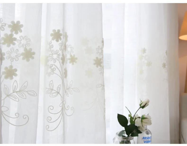 [Byetee] Хлопок Лен белая вышитая вуаль пасторальная гостиная спальня окно законченный занавес ткань Тюль органза занавес