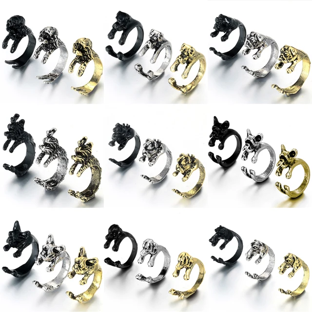 New Fashion 3 color Vintage antique Hippie Chic Dog open size Ring Cute Animal R New Fashion 3 color Vintage antique Hippie Chic Dog open size Ring Cute Animal R