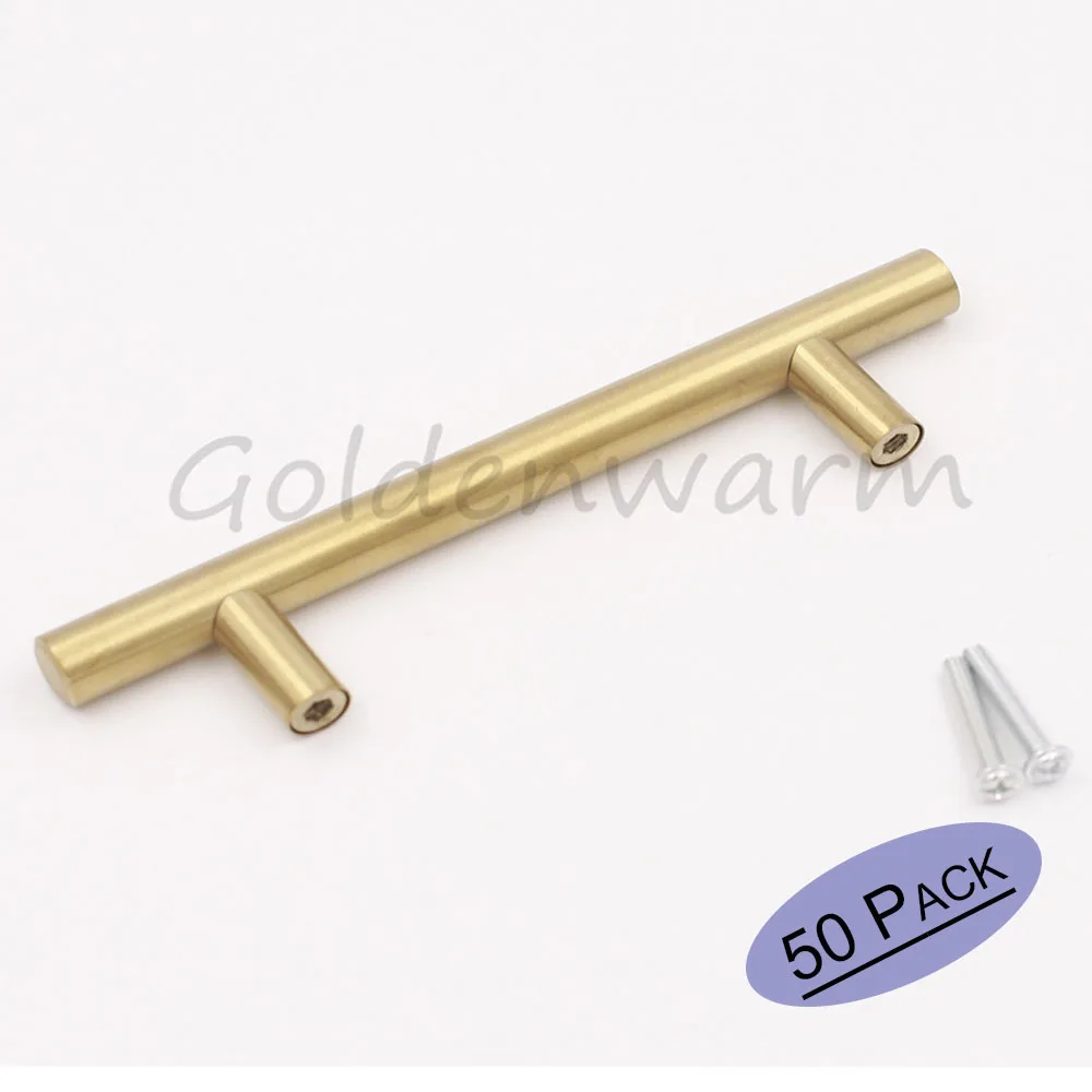 50 stücke gold küchenschrank griffe goldenwarm ls201gd64 edelstahl loch 2 12 zoll schrank