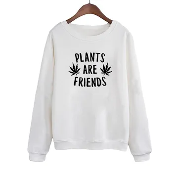 

2019 Women Autumn Hoodies Vegetarianism Women Sweatshirt Pullover Fleece Tops Plants Are Friends Harajuku Saying Tumblr Hoodie