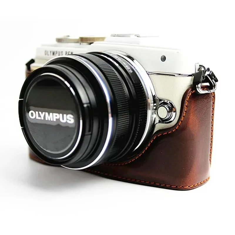 Из искусственной кожи Камера сумка для цифровой камеры Olympus Pen Lite E-PL7 E-PL8 E-PL9 черный/коричневый/Кофе EPL7 EPL8 EPL9 Камера чехол