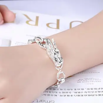 

Wholesale 925 Sterling Silver Dragon Charm Bracelets Jewelry Beads Jewelry Bracelet Silver 20cm Bracelet Women men Fine jewelry