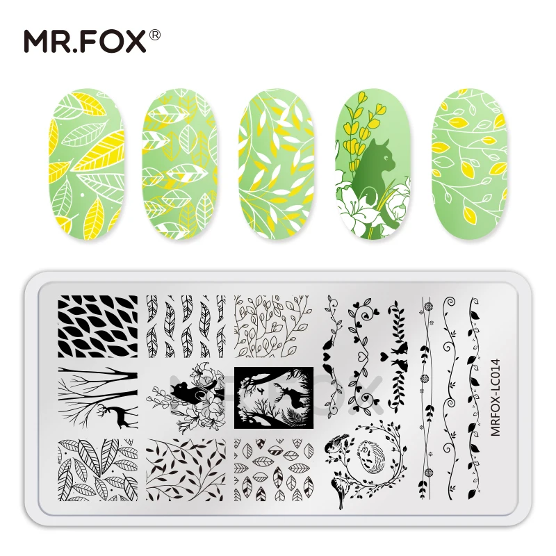 Шаблон для ногтей г-н Фокс буквенно-цифровой геометрический узор для цветов и растений шаблон для ногтей изображение для Ногтей пресс-формы инструменты diy трафарет