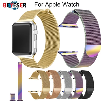

Milanese Loop Strap For Apple Watch band 44mm 42mm correa watchband link bracelet pulseira for apple watch 5 4 3 38mm/40mm Strap