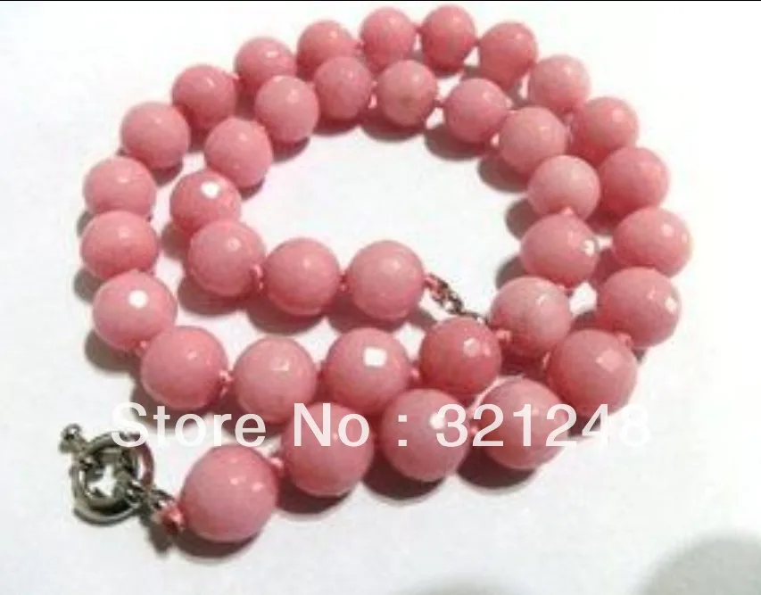 

HOT! Perfect 10 mm Faceted pink necklace 18 " MY1410